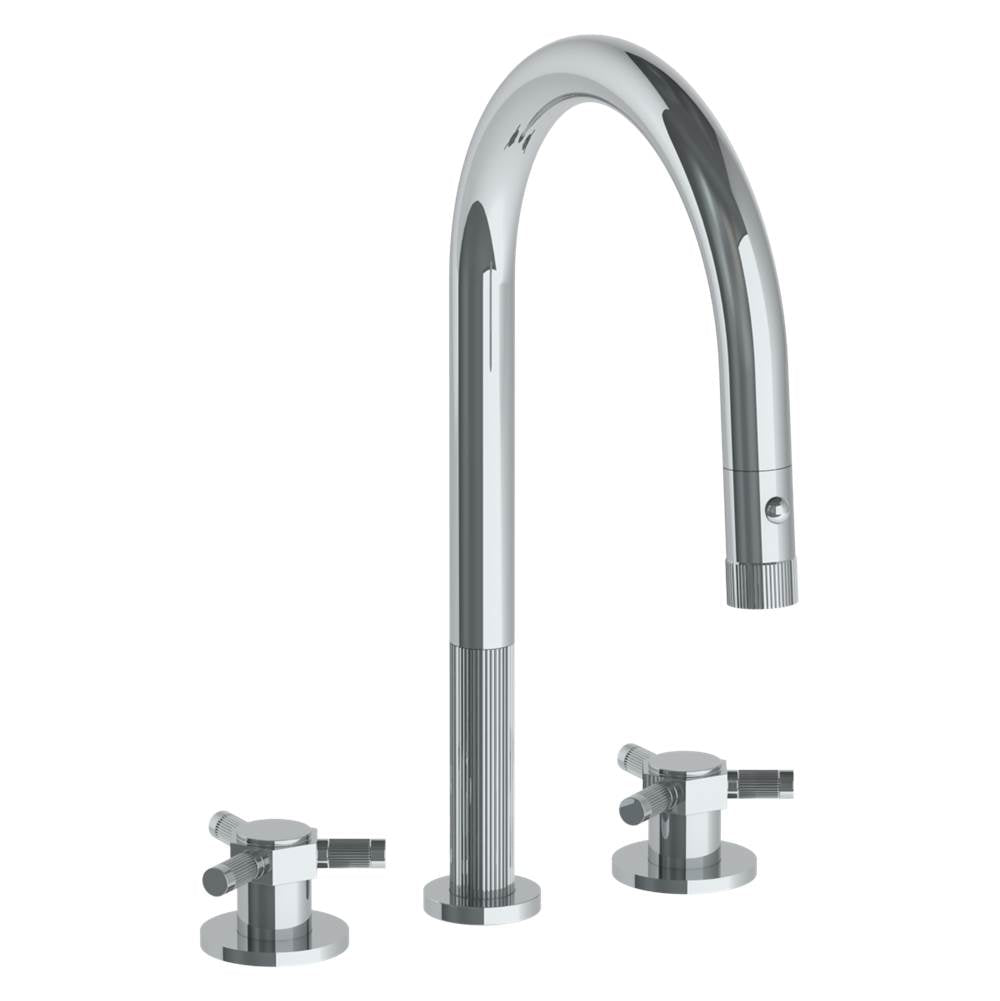 Watermark 111-7PG2-SP5 Deck Mounted 3 Hole Gooseneck Kitchen Faucet With Pull Down Spray - Parent