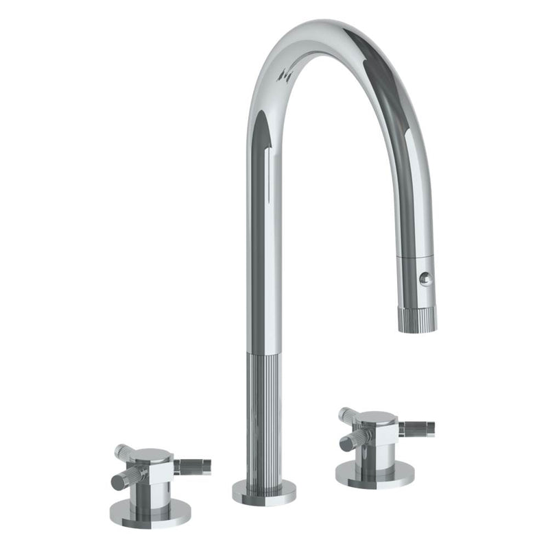 Watermark 111-7PG2-SP5 Deck Mounted 3 Hole Gooseneck Kitchen Faucet With Pull Down Spray - Parent