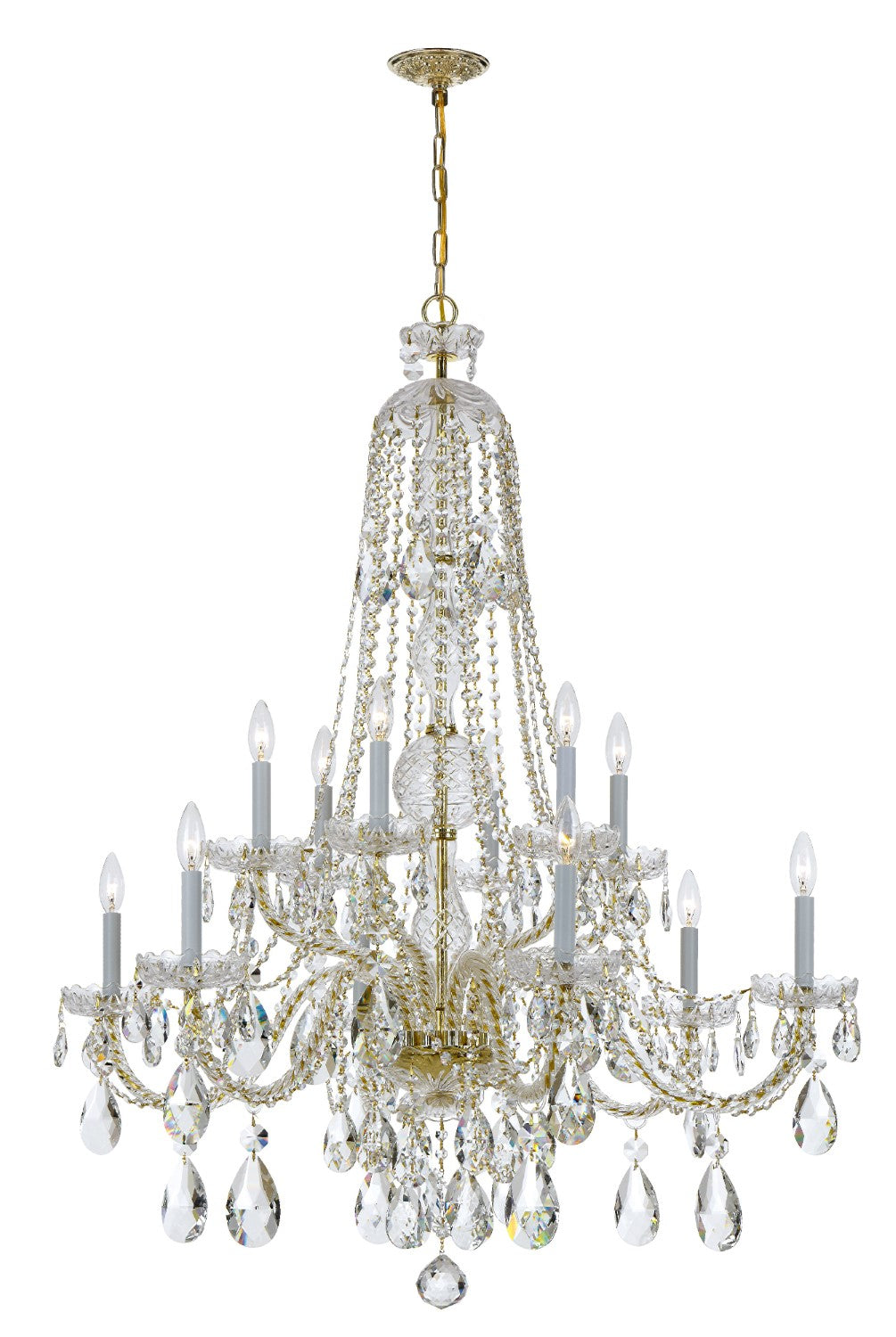 Crystorama 1112-CL-MWP Traditional Crystal 12 Light Hand Cut Crystal Chandelier