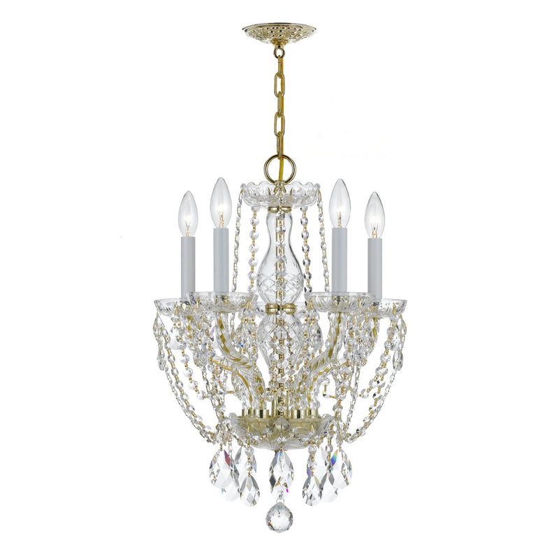 Crystorama 1129-CL-MWP Traditional Crystal 5 Light Hand Cut Crystal Mini Chandelier