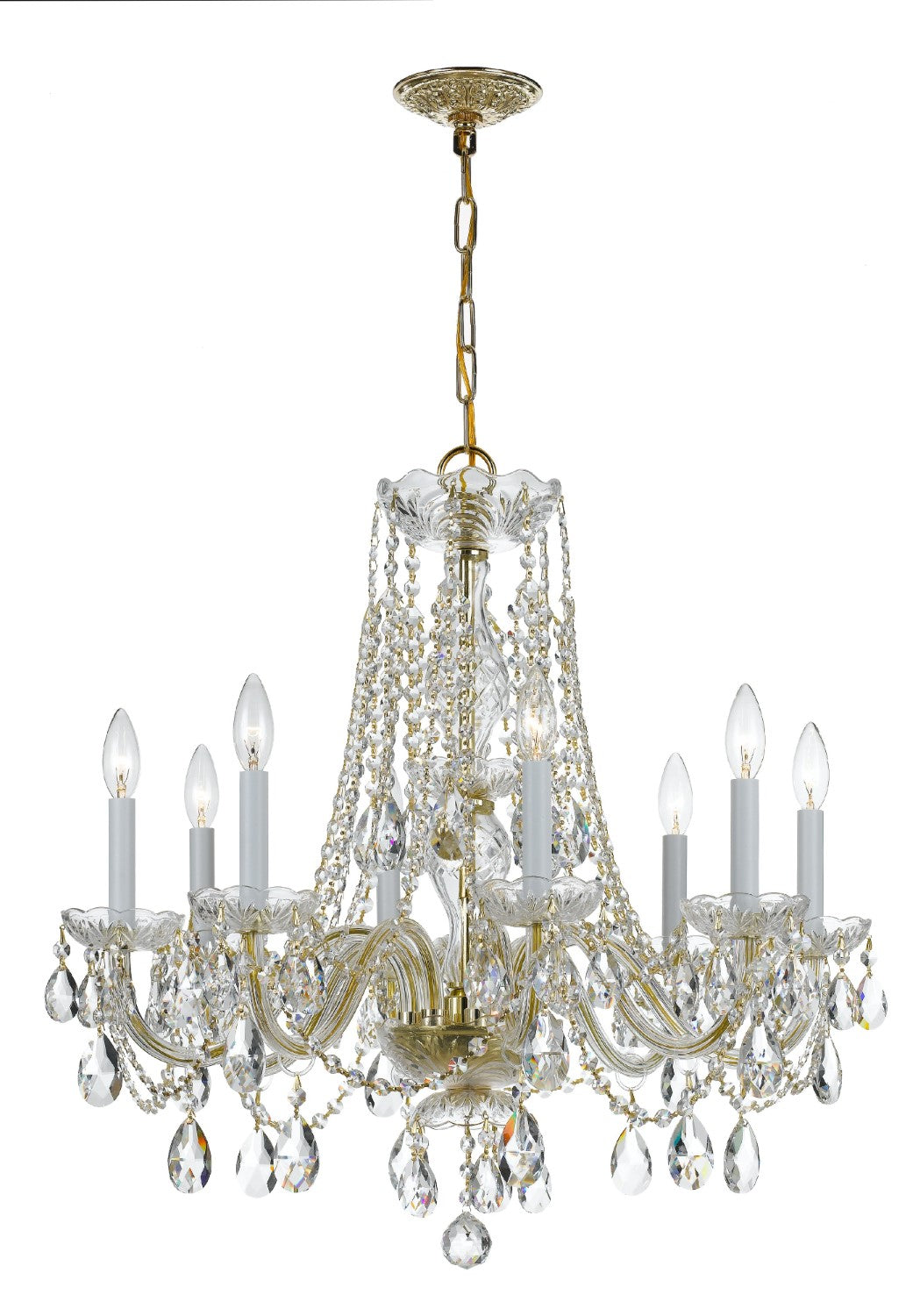 Crystorama 1138-CL-MWP Traditional Crystal 8 Light Hand Cut Crystal Chandelier