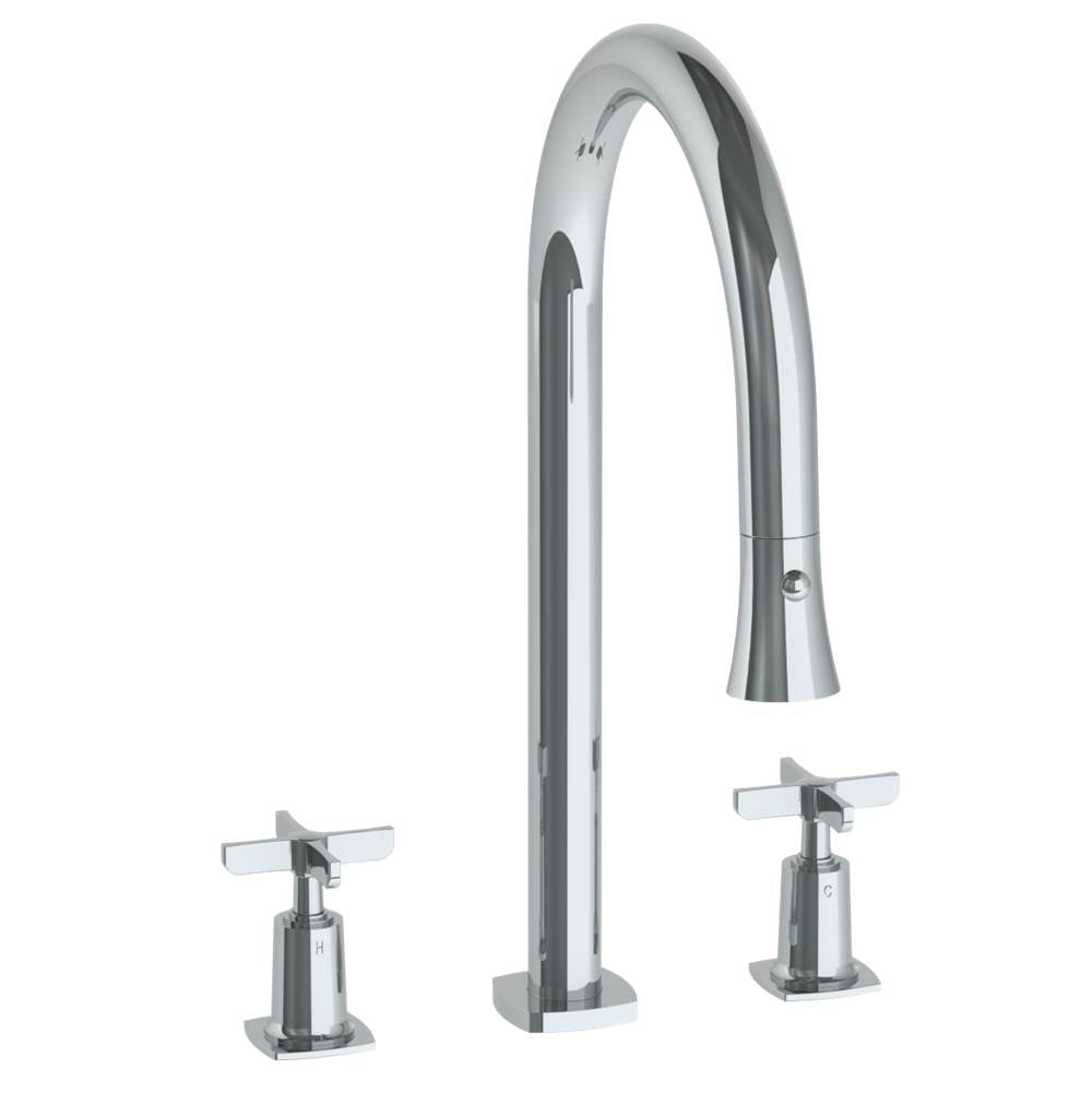 Watermark 115-7PG2-MZ5 Deck Mounted 3 Hole Gooseneck Kitchen Faucet With Pull Down Spray - Parent