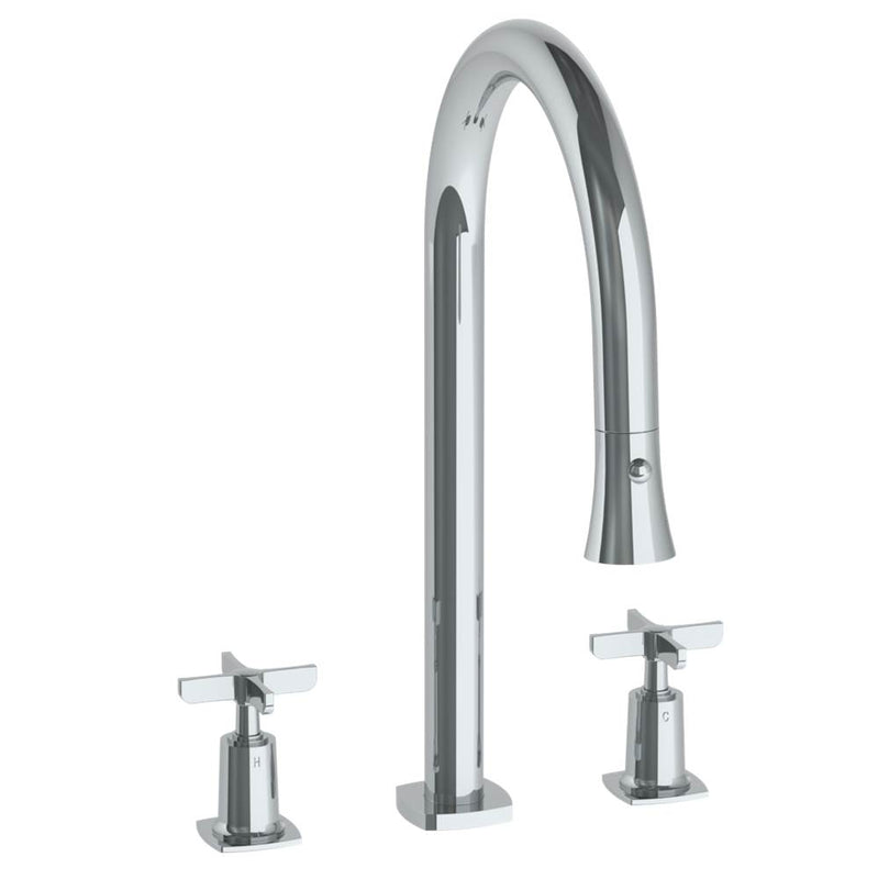 Watermark 115-7PG2-MZ5 Deck Mounted 3 Hole Gooseneck Kitchen Faucet With Pull Down Spray - Parent