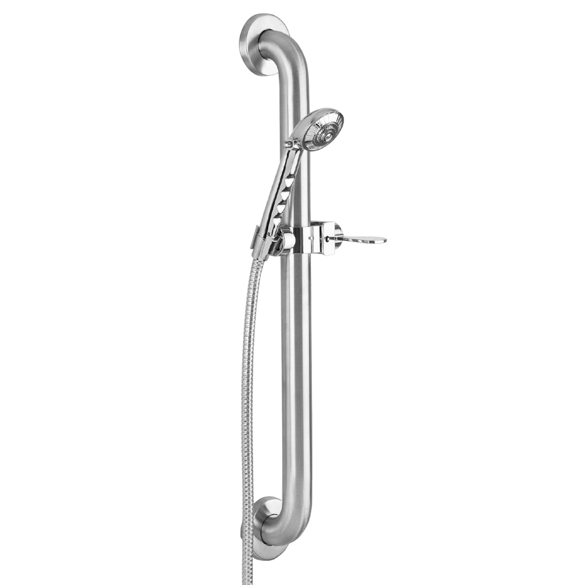 Jaclo 1224-1271SS-PCH Chrome Sliding Handshower Mount On Stainless Steel Grab Bar With Handshower Set Up - Polished Chrome