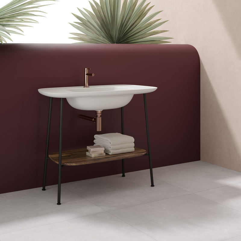 Cheviot 1300-MW-1-BK Modern Plural Console Sink - Matte White