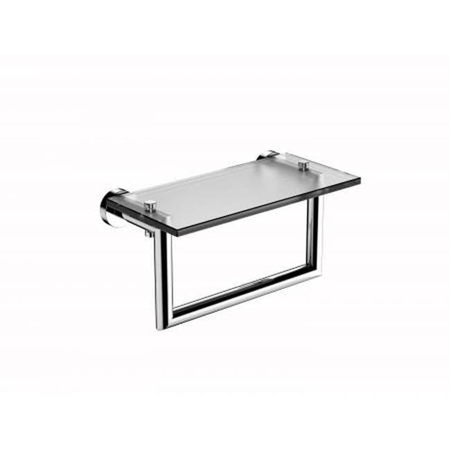 Kartners 144676SB Oslo 10" Glass Shelf With Towel Rail Solid Back - Parent