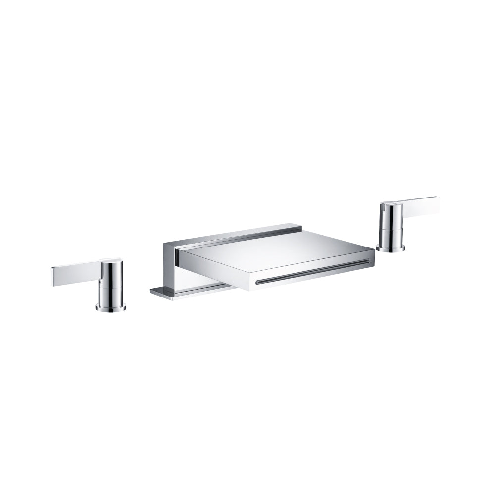 Flusso 145.2410CFMB 3 Hole Deck Mount Cascade / Sheet Flow Roman Tub Faucet - Matte Black