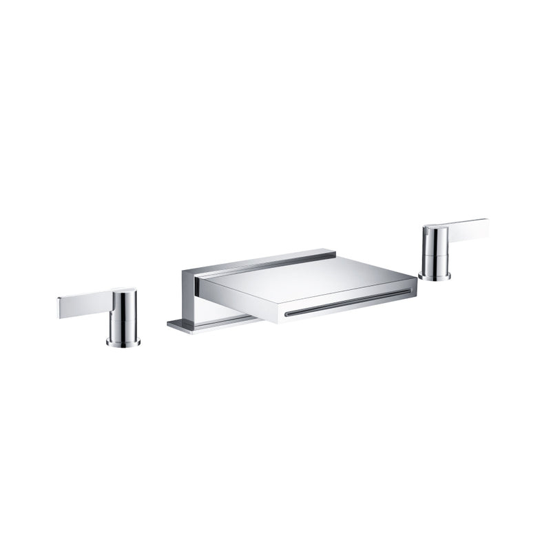 Flusso 145.2410CFMB 3 Hole Deck Mount Cascade / Sheet Flow Roman Tub Faucet - Matte Black