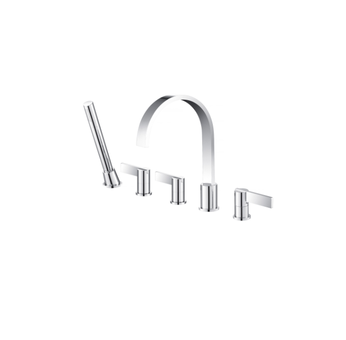 Flusso 145.2420 Five Hole Deck Mounted Roman Tub Faucet With Hand Shower - Parent