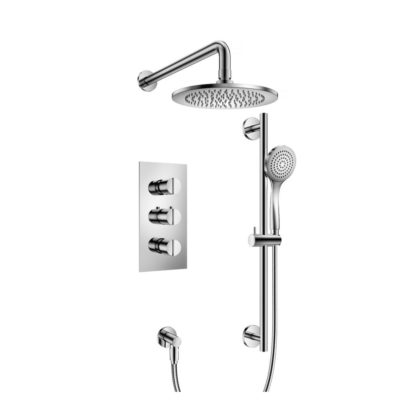 Flusso Serie 145 145.7200CP Two Output Shower Set With Shower Head, Hand Held And Slide Bar - Chrome