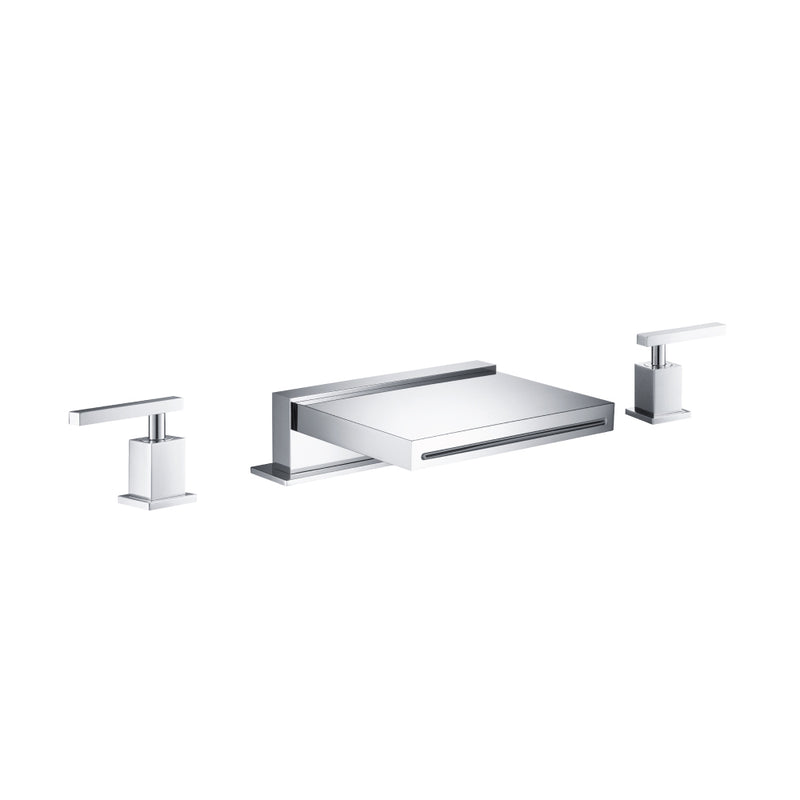 Flusso Serie 150 150.2410CFCP 3 Hole Deck Mount Cascade / Sheet Flow Roman Tub Faucet - Chrome