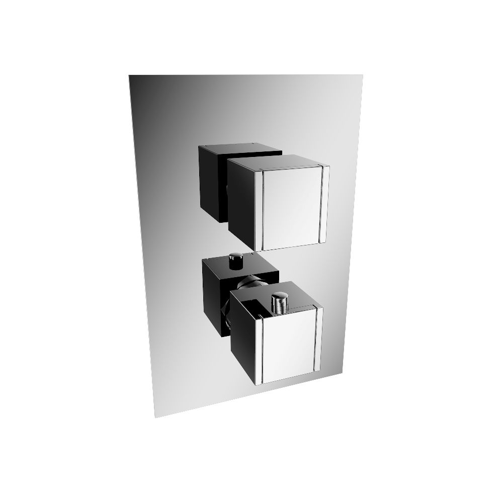 Flusso Serie 150 150.4420CP 3/4 " Thermostatic Valve & Trim - With 2-Way Diverter - 2 Output - Chrome
