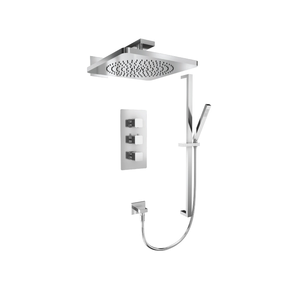 Flusso Serie 196 196.7200 Two Output Shower Set With Shower Head, Hand Held And Slide Bar