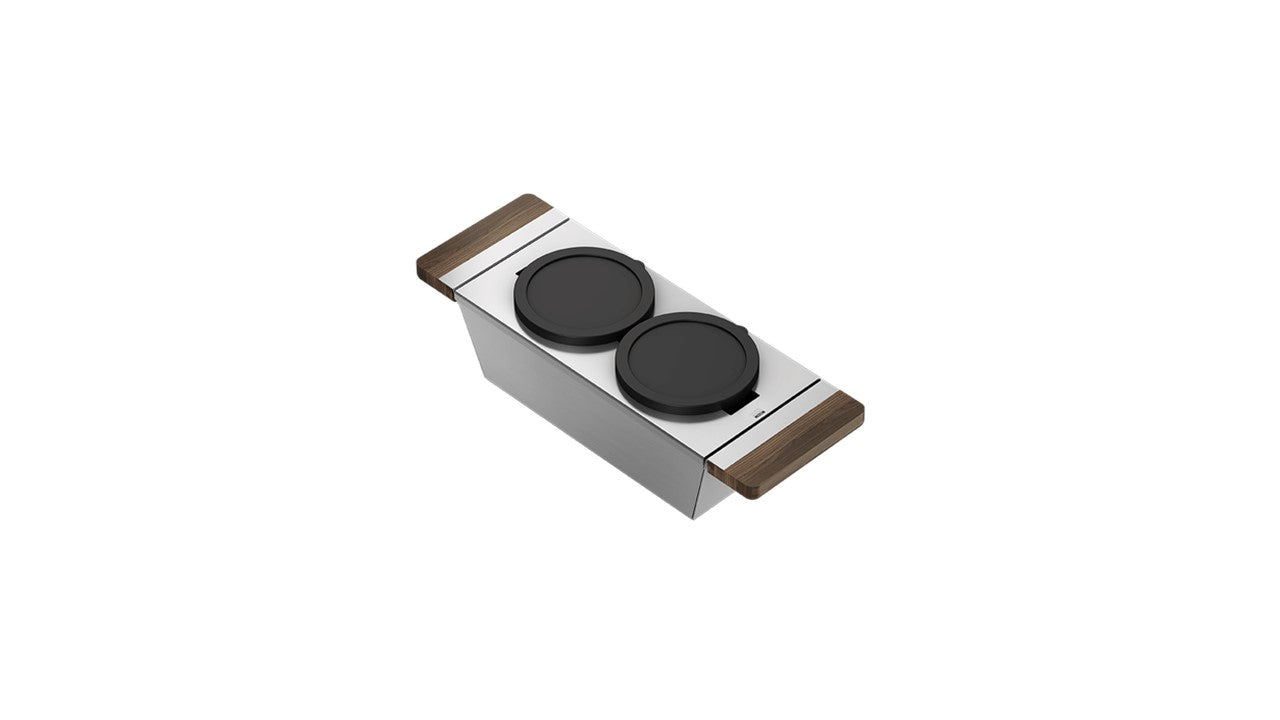 Home Refinements by Julien 205044 Serving Bin With Bowls For Fira Sink 6X17X4 - Walnut Handle