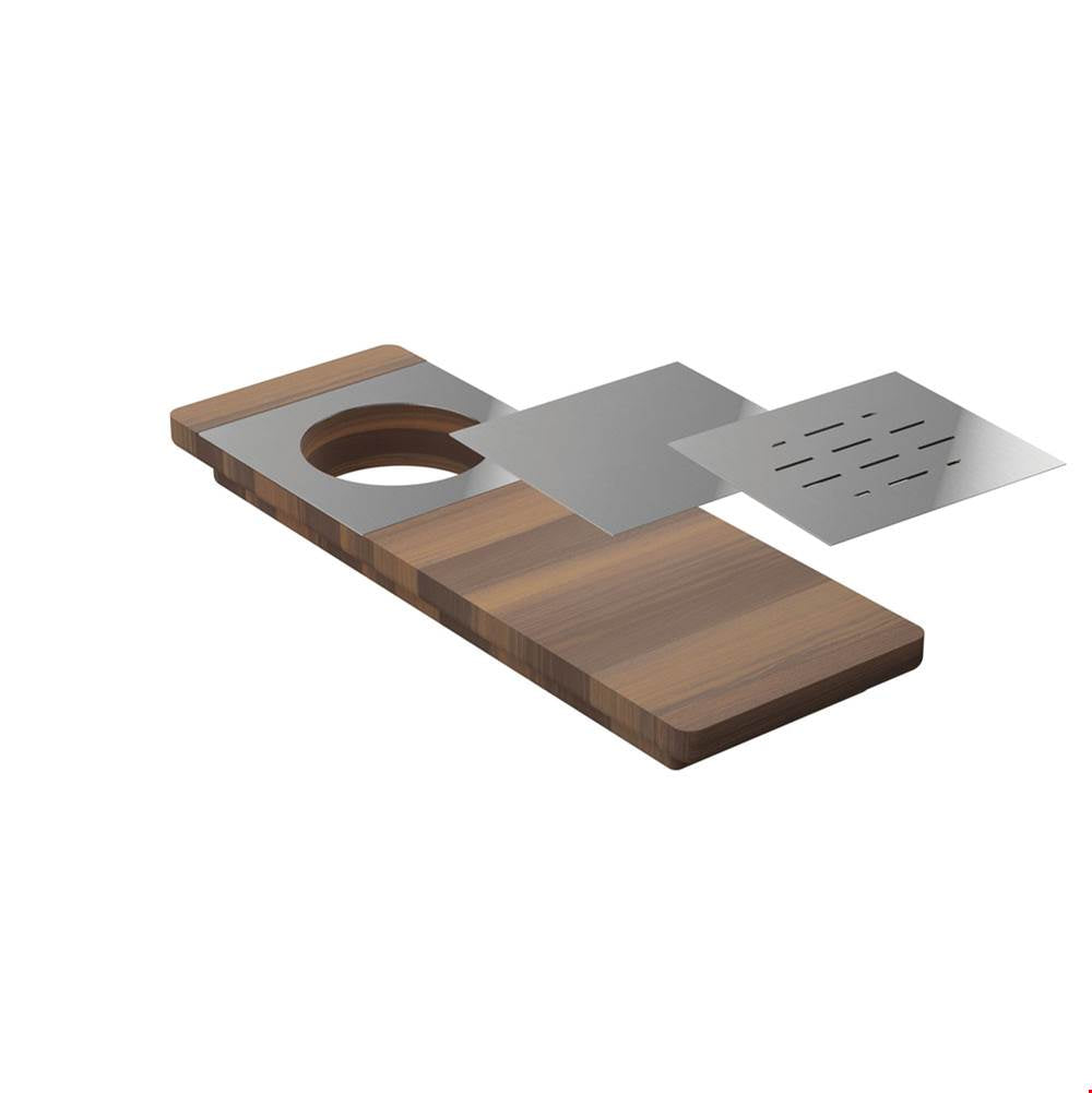 Home Refinements by Julien 210062 Presentation Board For Fira Sink With Ledge 6X17-1/4X1-1/2 - Walnut