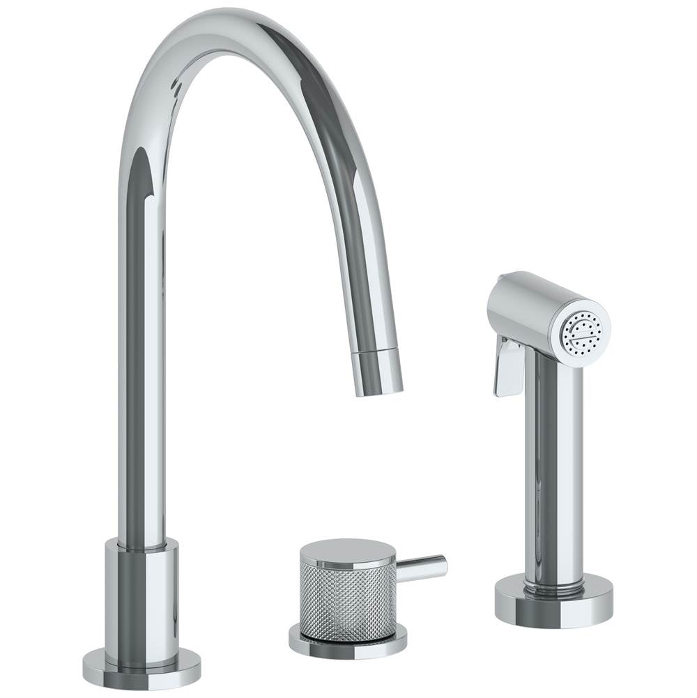 Watermark 22-7.1.3GA-TIC Titanium Deck Mounted 3 Hole Gooseneck Kitchen Set - Includes Side Spray - Parent