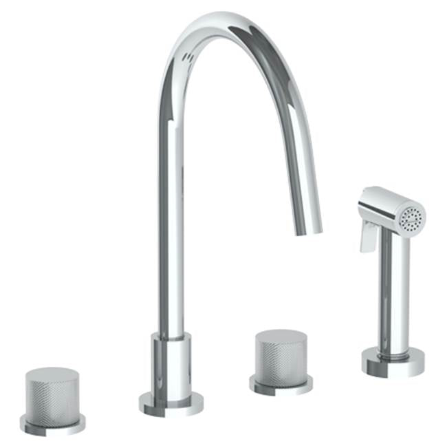 Watermark 22-7.1G-TIA Titanium Deck Mounted 4 Hole Gooseneck Kitchen Set - Includes Side Spray