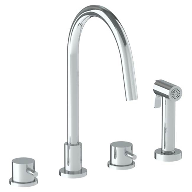 Watermark 22-7.1G-TIB Titanium Deck Mounted 4 Hole Gooseneck Kitchen Set - Includes Side Spray