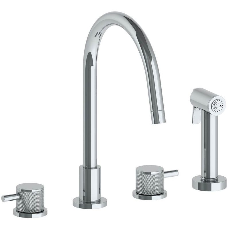Watermark 22-7.1G-TIC Titanium Deck Mounted 4 Hole Gooseneck Kitchen Set - Includes Side Spray