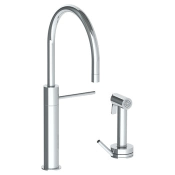 Watermark 22-7.4-TIC Titanium Deck Mounted 2 Hole Gooseneck Kitchen Set - Includes Side Spray With Integrated Mixer - Parent