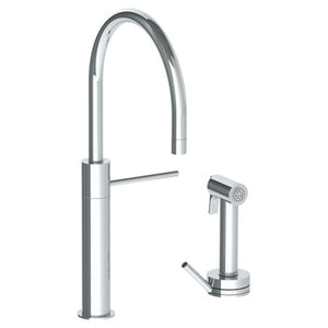 Watermark 22-7.4-TIC Titanium Deck Mounted 2 Hole Gooseneck Kitchen Set - Includes Side Spray With Integrated Mixer