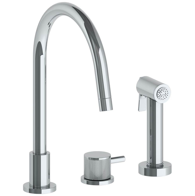 Watermark 22-7.1.3GA-TIC Titanium Deck Mounted 3 Hole Gooseneck Kitchen Set - Includes Side Spray
