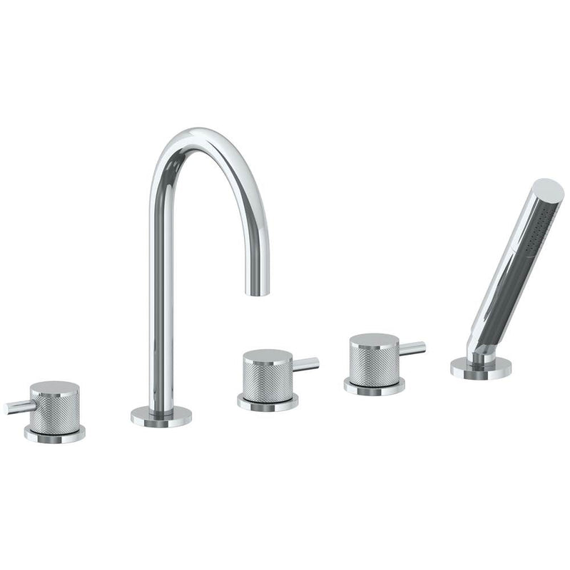 Watermark 22-8.1-TIC Titanium Deck Mounted 5 Hole Gooseneck Bath Set