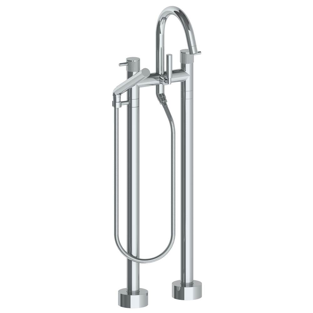 Watermark 22-8.3-TIC Titanium Floor Standing Bath Set With Gooseneck Spout & Slim Hand Shower