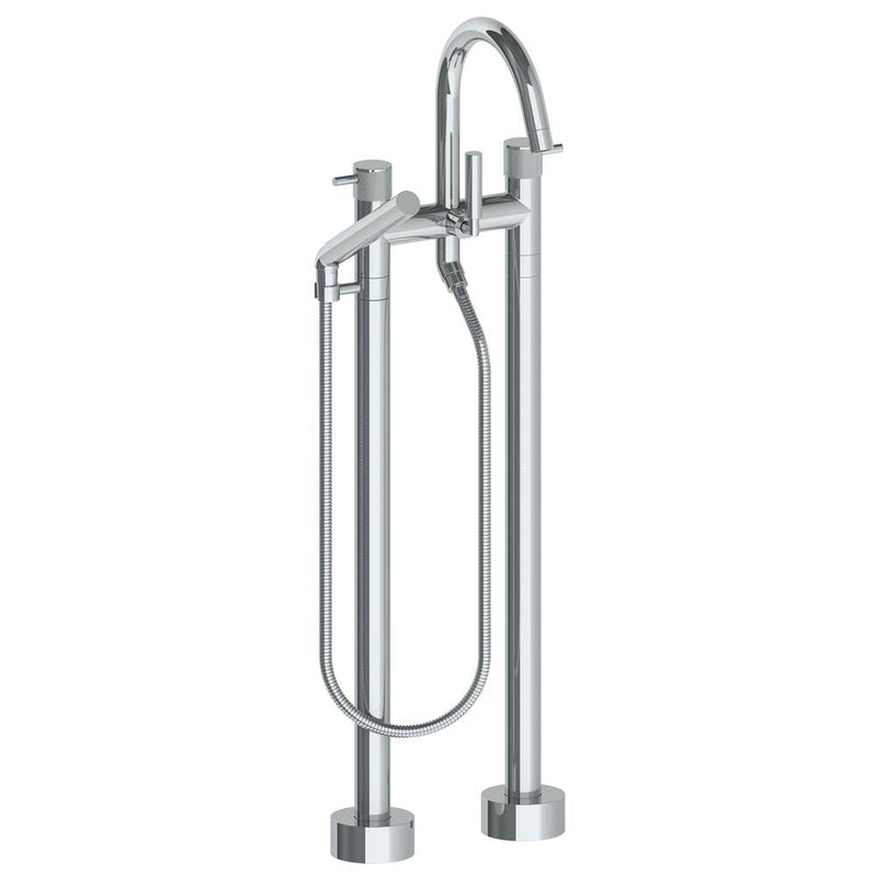 Watermark 22-8.3-TIC Titanium Floor Standing Bath Set With Gooseneck Spout & Slim Hand Shower