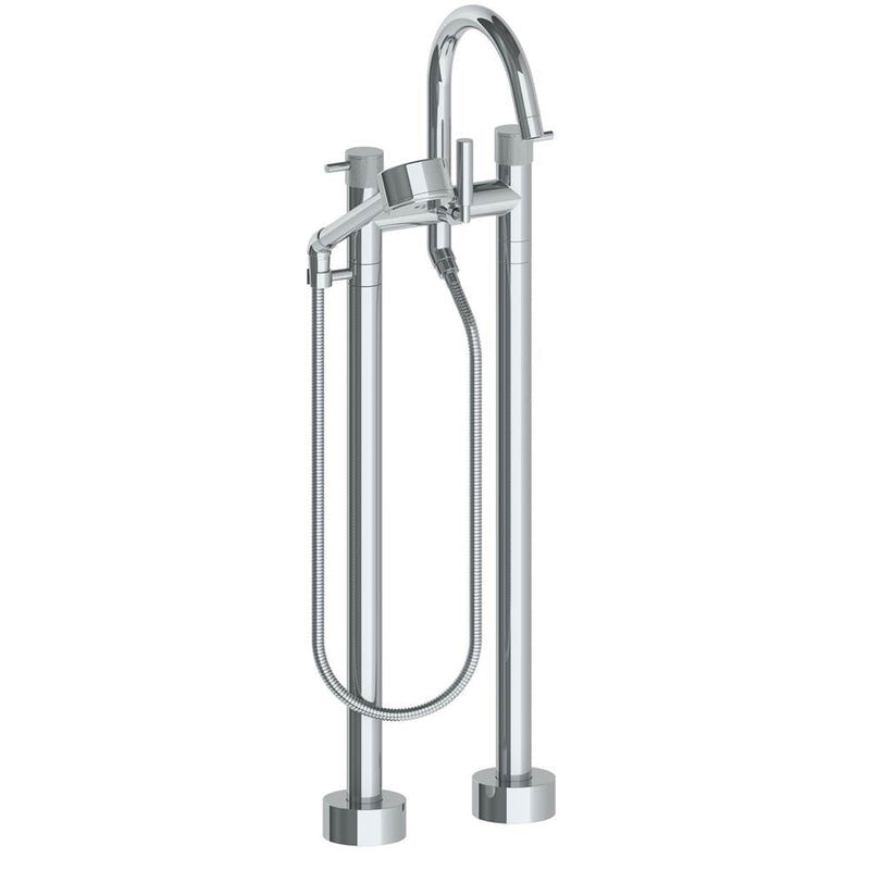 Watermark 22-8.3V-TIC Titanium Floor Standing Bath Set With Gooseneck Spout & Volume Hand Shower