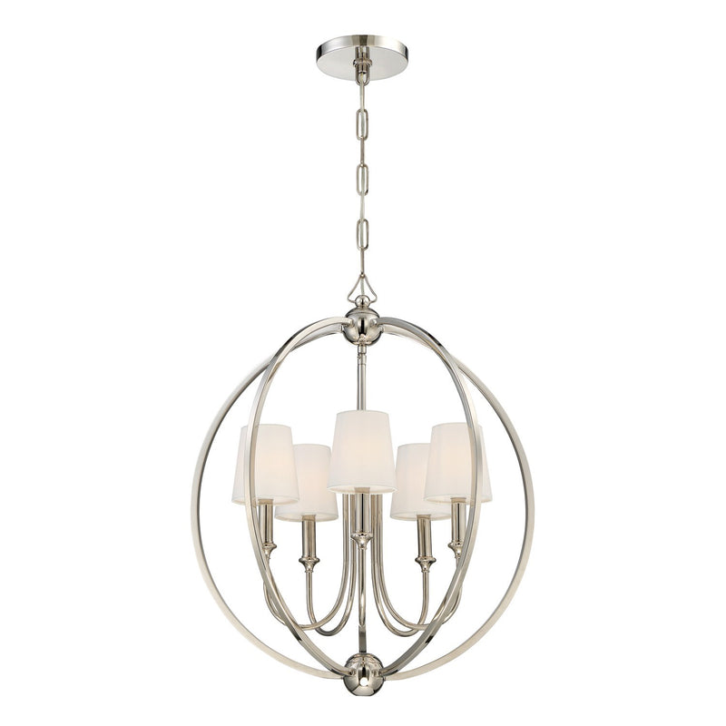 Crystorama 2247-PN Libby Langdon for Crystorama Sylvan 5 Light Chandelier - Polished Nickel