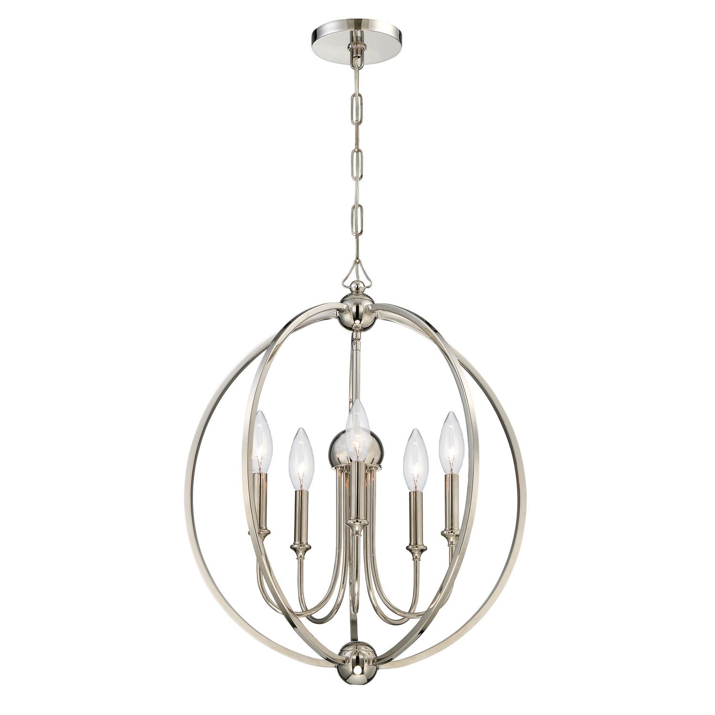 Crystorama 2247-PN_NOSHADE Libby Langdon for Crystorama Sylvan 5 Light Chandelier - Polished Nickel