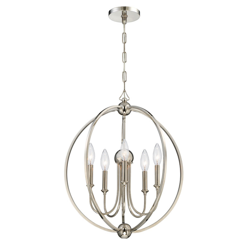 Crystorama 2247-PN_NOSHADE Libby Langdon for Crystorama Sylvan 5 Light Chandelier - Polished Nickel