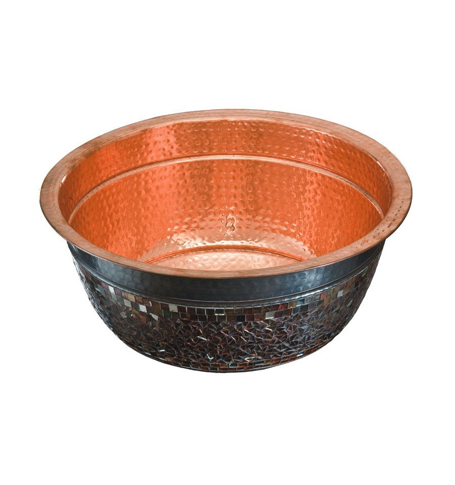 Thompson Traders 23-1222-C Rennovations Bath Murano Round copper / glass mosaic Polished Copper and Oil Rubbed Bronze