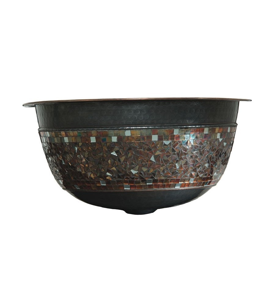 Thompson Traders 23-1222-C Rennovations Bath Murano Round copper / glass mosaic Polished Copper and Oil Rubbed Bronze