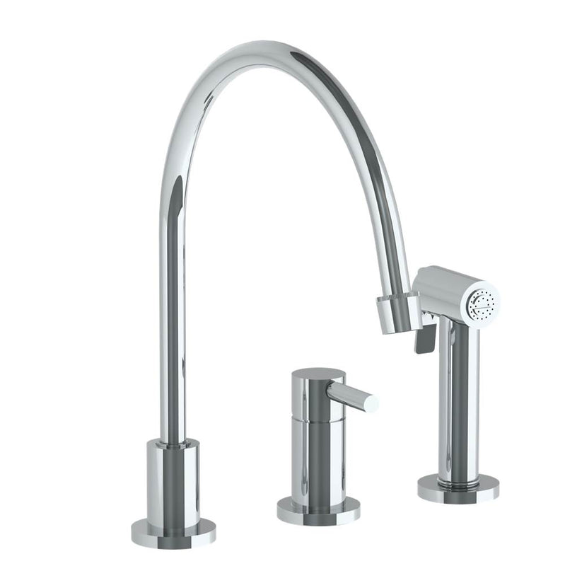 Watermark 23-7.1.3EGA-L8V Deck Mounted 3 Hole Extended Gooseneck Kitchen Set - Includes Side Spray - Parent