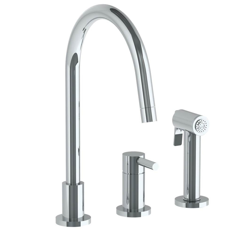 Watermark 23-7.1.3GA-L8V Deck Mounted 3 Hole Gooseneck Kitchen Set - Includes Side Spray - Parent