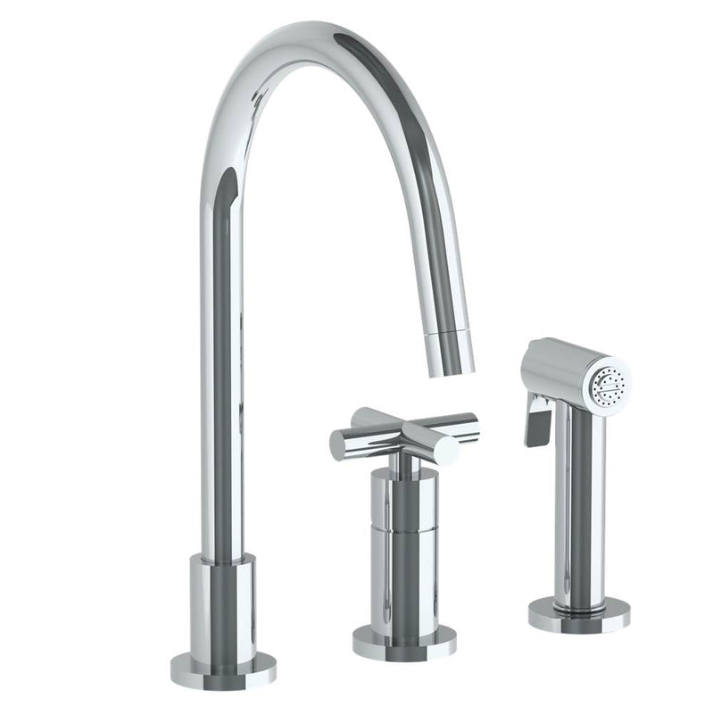 Watermark 23-7.1.3GA-L9V Deck Mounted 3 Hole Gooseneck Kitchen Set - Includes Side Spray - Parent