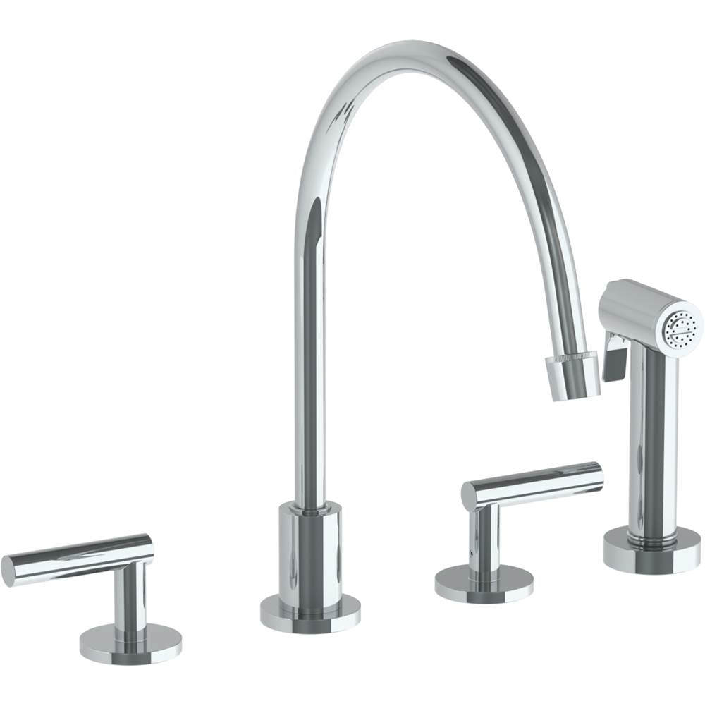 Watermark 23-7.1EG-L8 Loft 2.0 Deck Mounted 4 Hole Extended Gooseneck Kitchen Set - Includes Side Spray