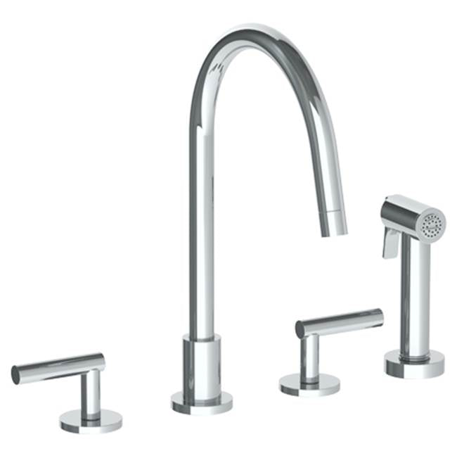 Watermark 23-7.1G-L8 Loft 2.0 Deck Mounted 4 Hole Gooseneck Kitchen Set - Includes Side Spray