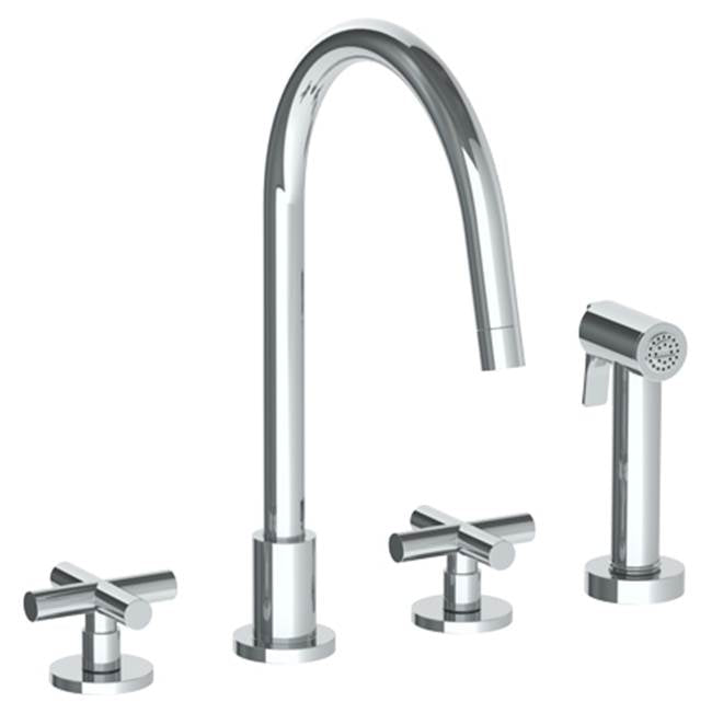 Watermark 23-7.1G-L9 Loft 2.0 Deck Mounted 4 Hole Gooseneck Kitchen Set - Includes Side Spray