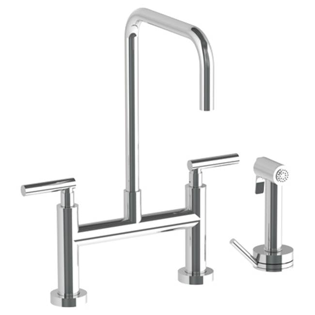 Watermark 23-7.65-L8 Loft 2.0 Deck Mounted Bridge Square Top Kitchen Faucet With Independent Side Spray