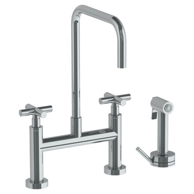Watermark 23-7.65-L9 Loft 2.0 Deck Mounted Bridge Square Top Kitchen Faucet With Independent Side Spray