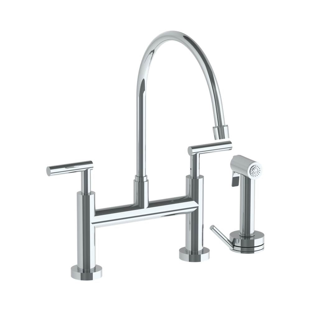 Watermark 23-7.65EG-L8 Deck Mounted Bridge Extended Gooseneck Kitchen Faucet With Independent Side Spray - Parent