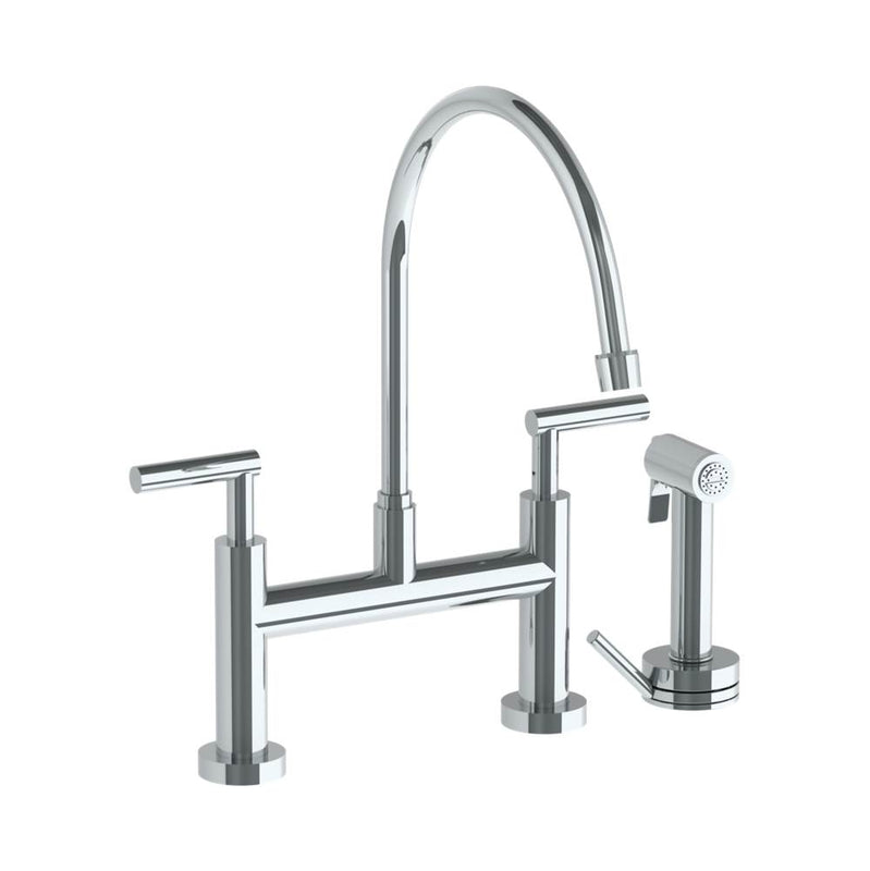 Watermark 23-7.65EG-L8 Deck Mounted Bridge Extended Gooseneck Kitchen Faucet With Independent Side Spray - Parent