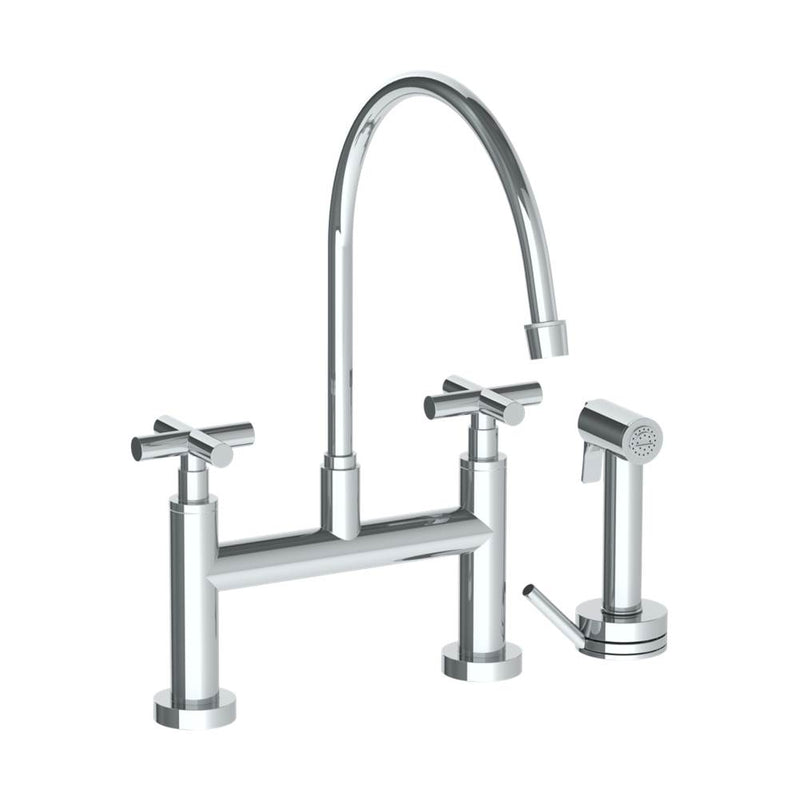 Watermark 23-7.65EG-L9 Deck Mounted Bridge Extended Gooseneck Kitchen Faucet With Independent Side Spray - Parent