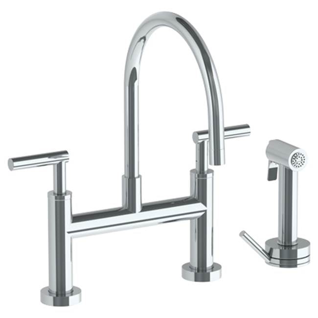 Watermark 23-7.65G-L8 Loft 2.0 Deck Mounted Bridge Gooseneck Kitchen Faucet With Independent Side Spray