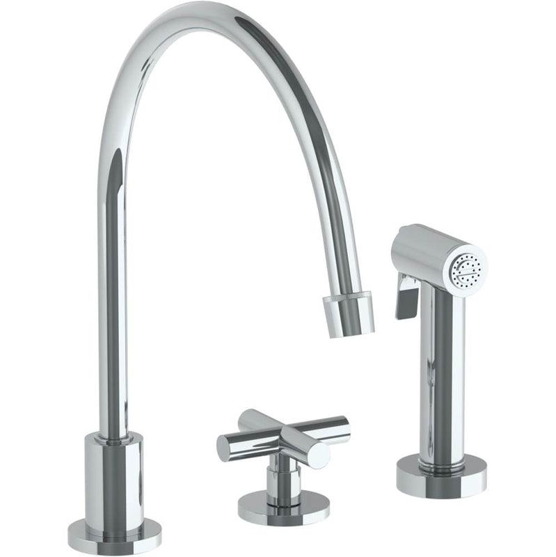 Watermark 23-7.1.3EGA-L9 Loft 2.0 Deck Mounted 3 Hole Extended Gooseneck Kitchen Set - Includes Side Spray - Parent