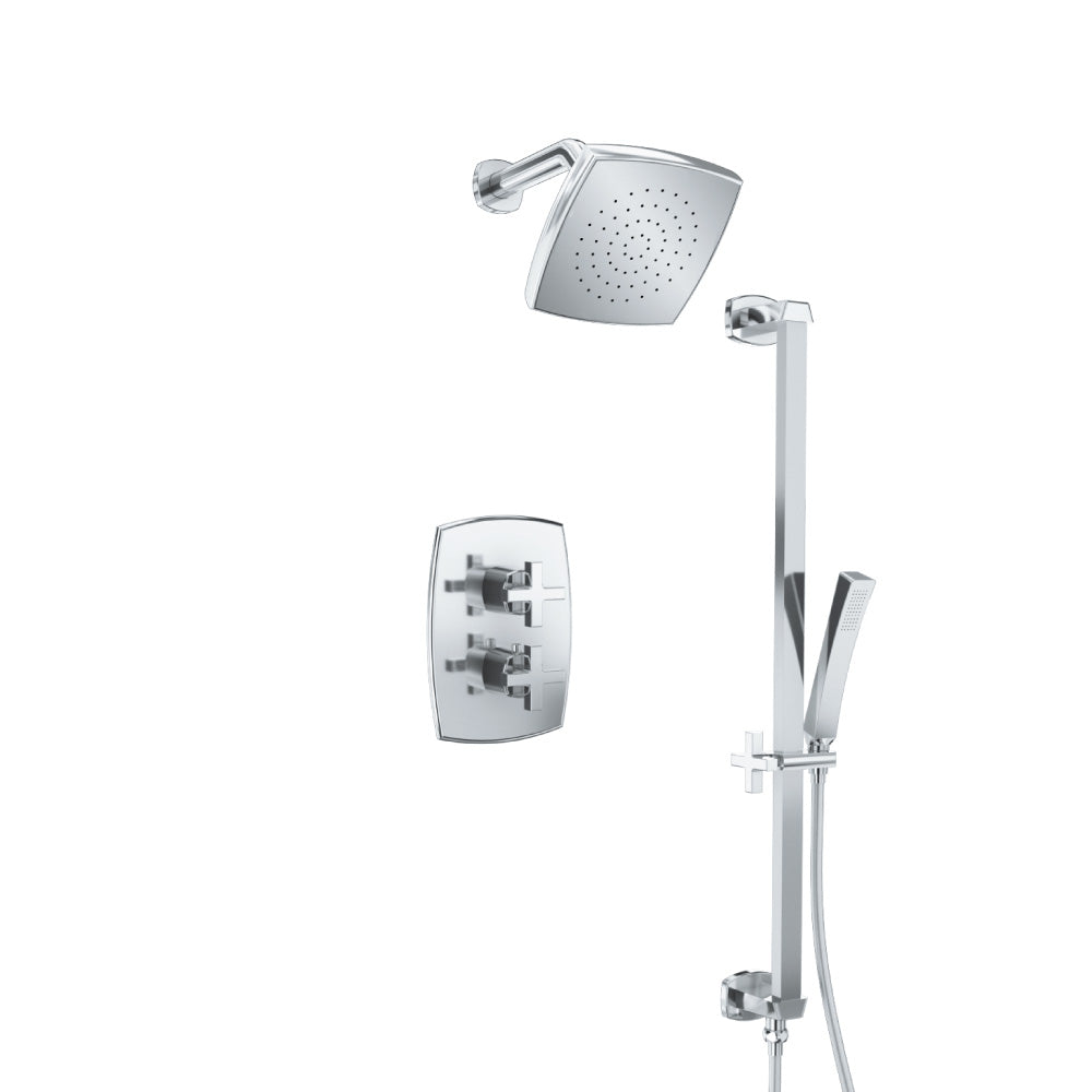 Flusso Serie 240 240.7100 Two Output Shower Set With Shower Head, Hand Held And Slide Bar