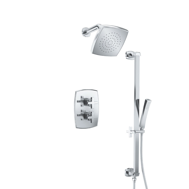 Flusso Serie 240 240.7100 Two Output Shower Set With Shower Head, Hand Held And Slide Bar
